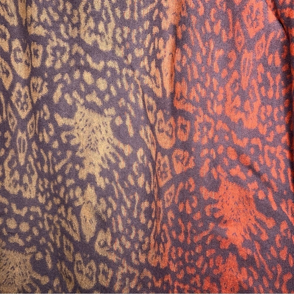 Charlie Paige Scarf Multicolored Leopard Print Red Orange Golden Beige Boho - Picture 4 of 11